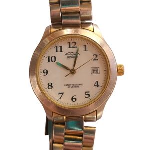 Acqua Indiglo Mens Gold and Silver Tone Watch Stainless Steel Band